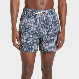 Goodfellow & Co - Men's 5" Floral Print Swim Shorts - Goodfellow & C Navy Blue
